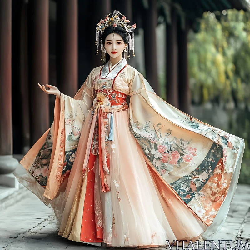 Chinese Traditional Dress: A Woman's Portrait AI Image