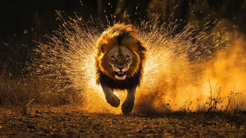 Majestic Lion on the Hunt