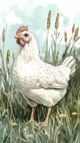 Illustration of a Chicken in Nature