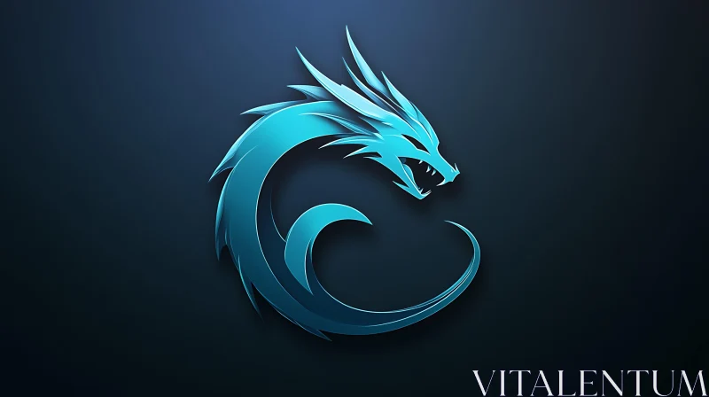 Cyan Dragon Logo Design AI Image