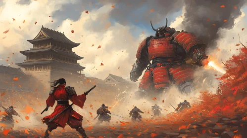 Giant Samurai Warrior Confrontation