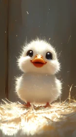 Charming Duckling with Fluffy Feathers