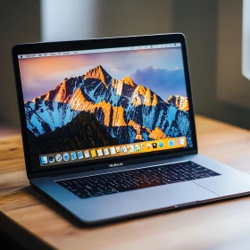 Laptop with Mountain View Desktop Background