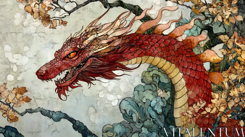 AI ART Red Dragon in an Ancient Style