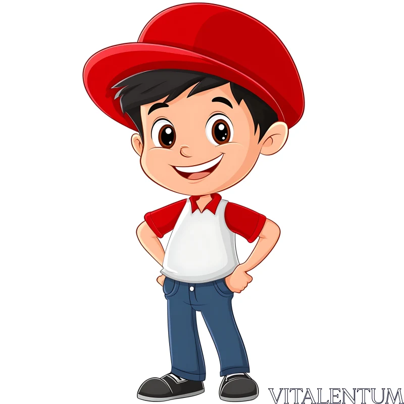 Smiling Young Boy Cartoon Character AI Image