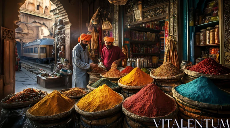 AI ART Colourful Indian Spice Bazaar