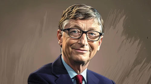 Artistic Bill Gates Portrait - Microsoft Co-Founder