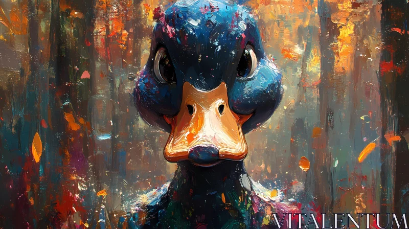 Vivid Duck Art in Abstract Setting AI Image