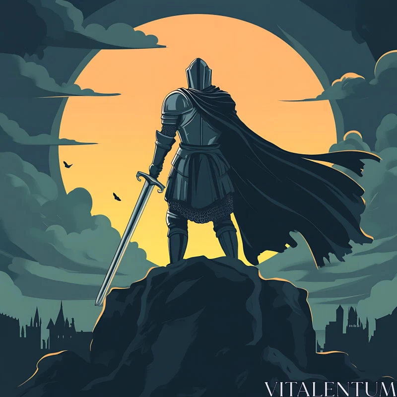 Medieval Knight Under the Sun AI Image