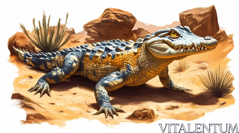 Desert Crocodile Artwork AI Image