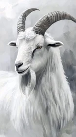 Elegant Goat with Curved Horns