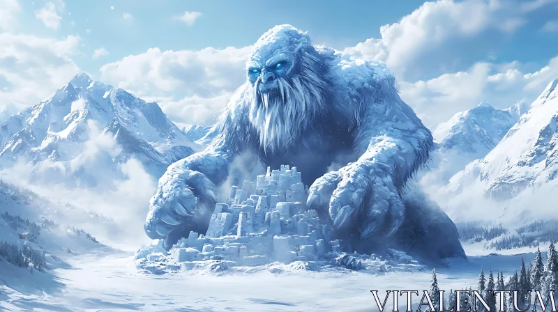 Winter Giant and Ice City AI Image