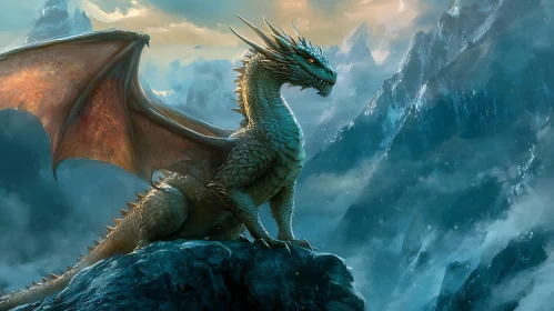 Fantasy Dragon on Mountain Top