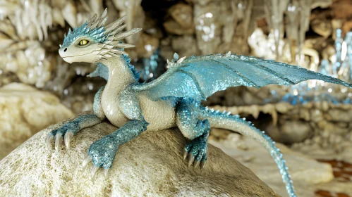 Azure Dragon Perched on Rock