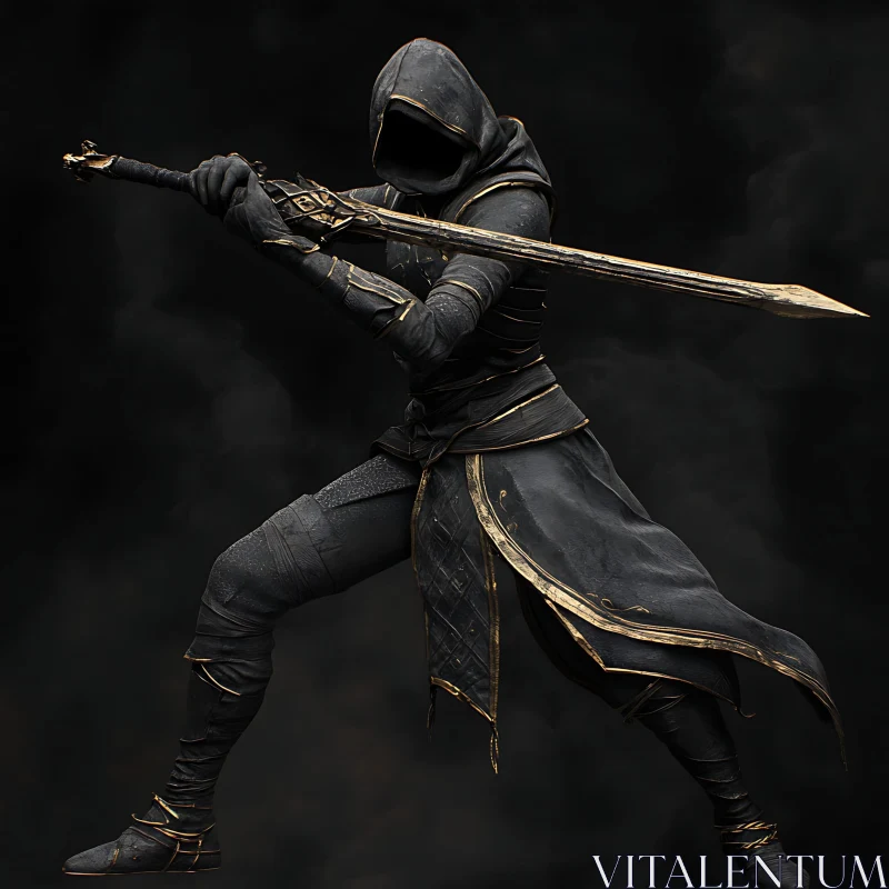 Hooded Warrior with Sword AI Image