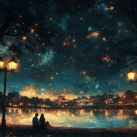 Couple Gazing at City Lights