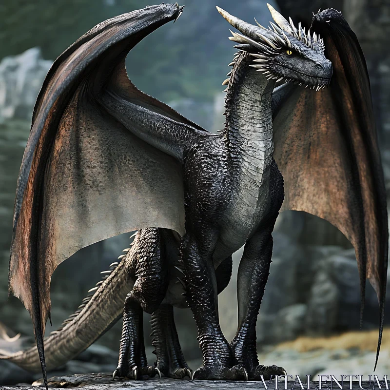 Dragon with Spreading Wings AI Image