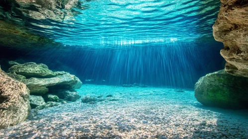 Serene Underwater Rocky Landscape