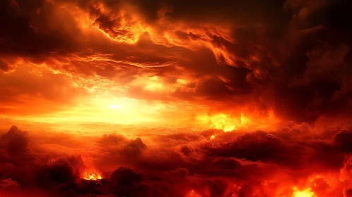 Ethereal Flames and Clouds at Sundown