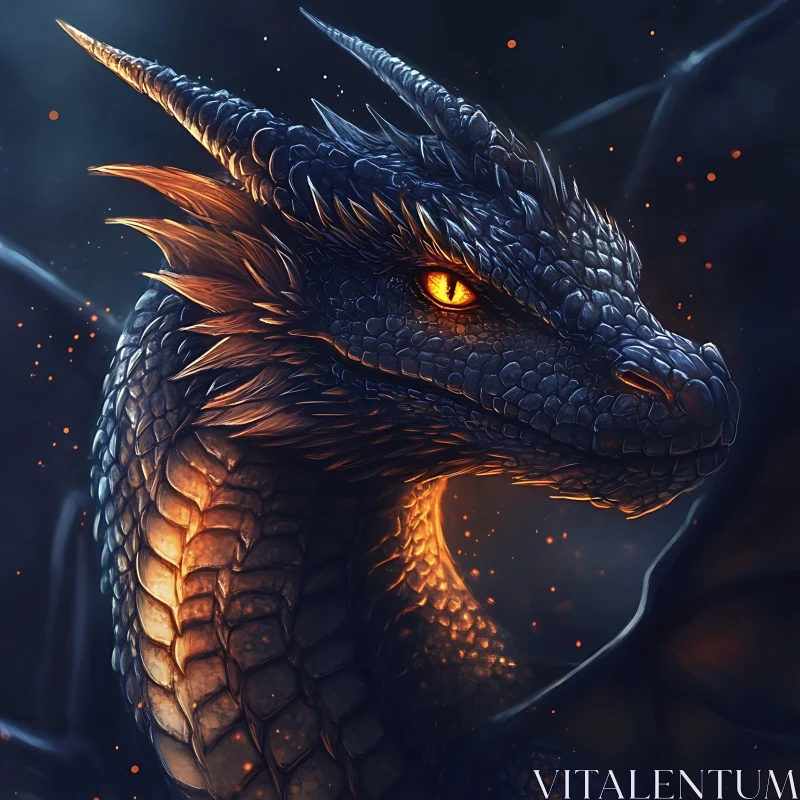 AI ART Dragon Head with Fiery Accents