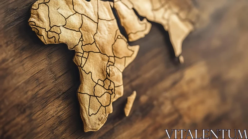 AI ART Vintage Africa Map Wood Carving