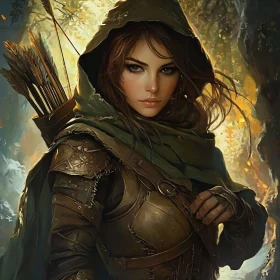 Hooded Archer in the Woods