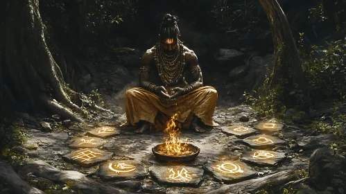 Forest Meditation with Fire and Runes