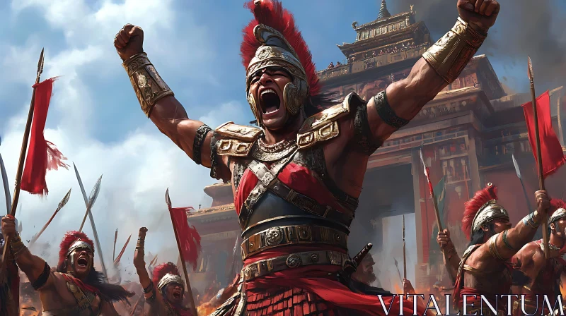 AI ART Victorious Warrior and Army Celebration