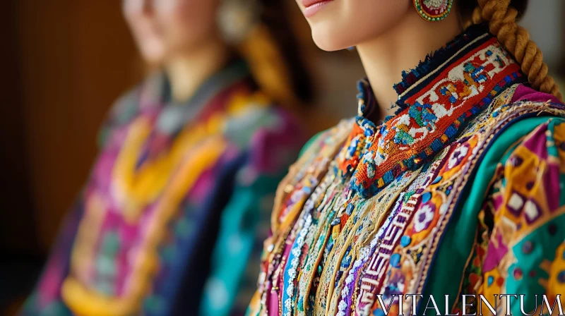 Woman in Embroidered Dress AI Image