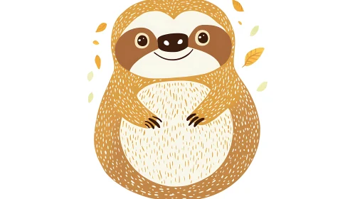 Cheerful Cartoon Sloth Artwork