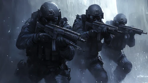 Military Squad in Action, Gray Ambience