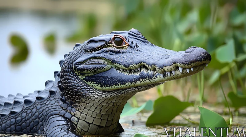 AI ART Close-up of an Alligator in Water