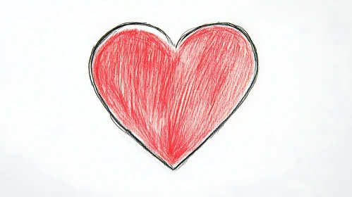 Simple Red Heart on White Background