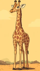 Majestic Cartoon Giraffe in the Savannah