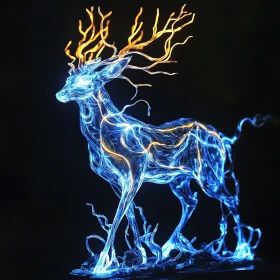 Luminous Deer with Golden Antlers