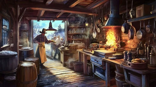 Rustic Cooking in an Old-fashioned Kitchen