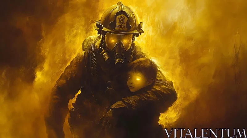 Brave Firefighter in Action AI Image