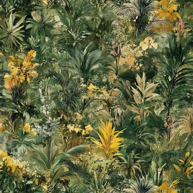 Lush Tropical Foliage and Flowers