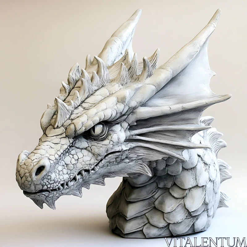 AI ART Dragon Head Stone Sculpture