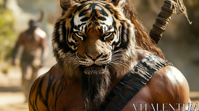 Tiger-Human Warrior: A Fantasy Portrait AI Image