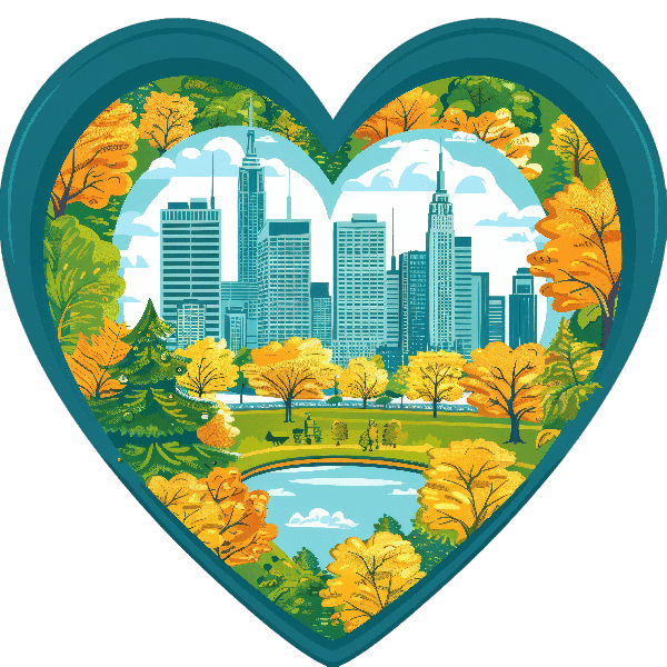 City in Heart T-Shirt Print POD Design