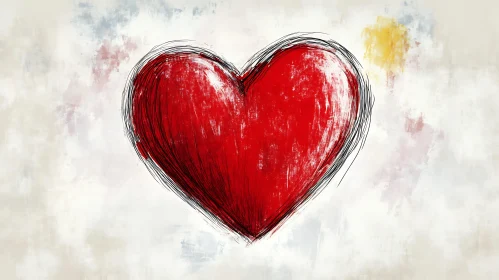 Stylized Red Heart Painting