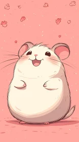 Joyful Hamster Drawing with Pink Petals