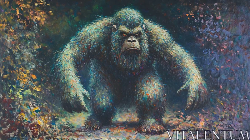 AI ART Jungle's Guardian: An Intense Gorilla Portrait