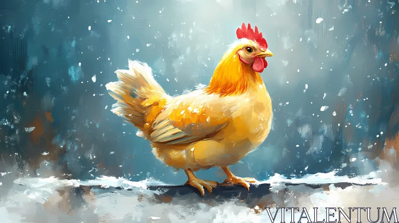 AI ART Snowy Chicken Painting