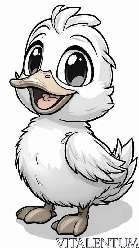 Cute Duckling Cartoon Image AI Image