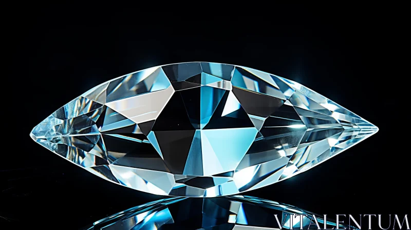 Blue Hue Large Diamond under Dramatic Lighting AI Image