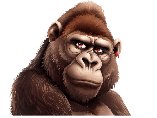 Brown Gorilla Cartoon Illustration for Merchandise