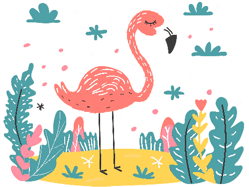 POD Design Charming Pink Flamingo Cartoon for Apparel and POD