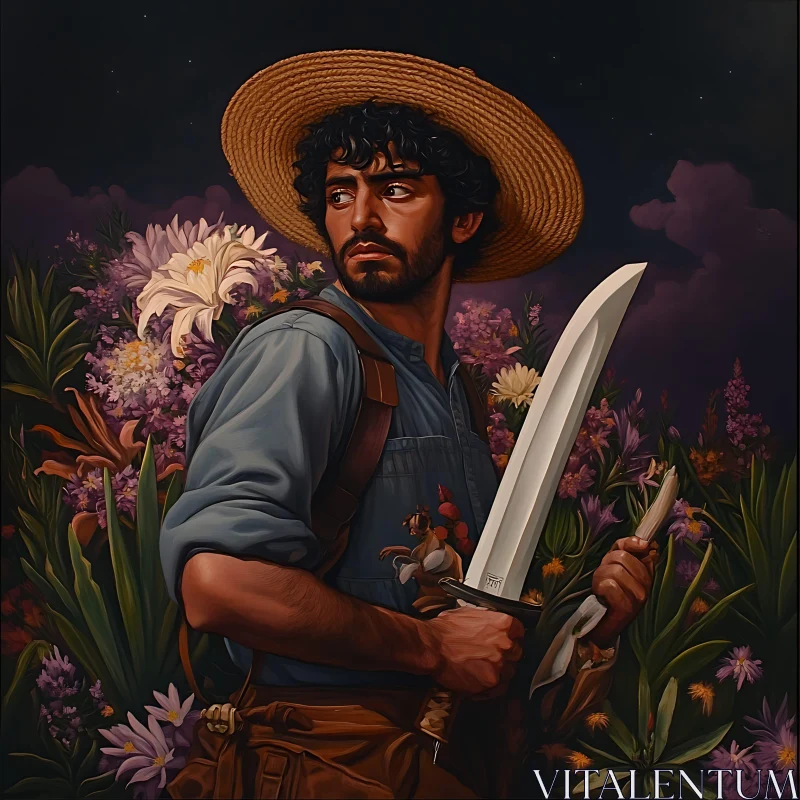 AI ART Portrait of a man with sword